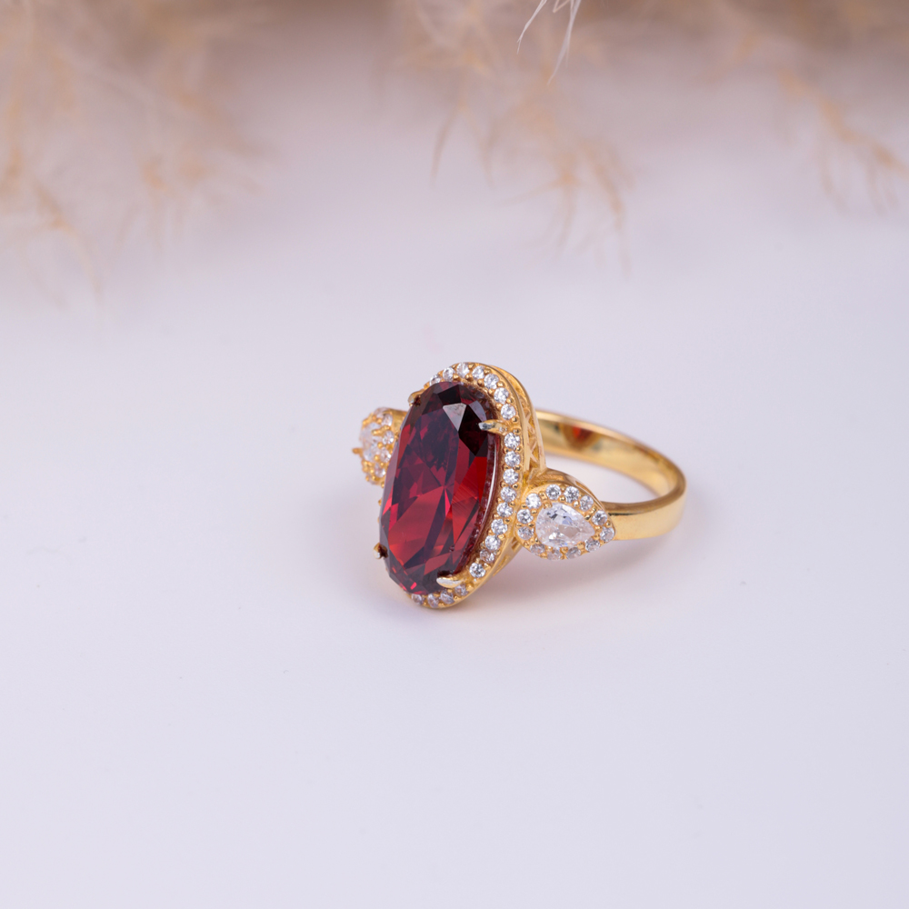 Garnet Stone Oval Shape Ring