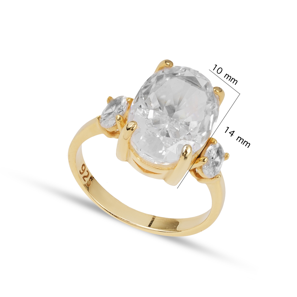 White CZ Stone Oval Shape Ring