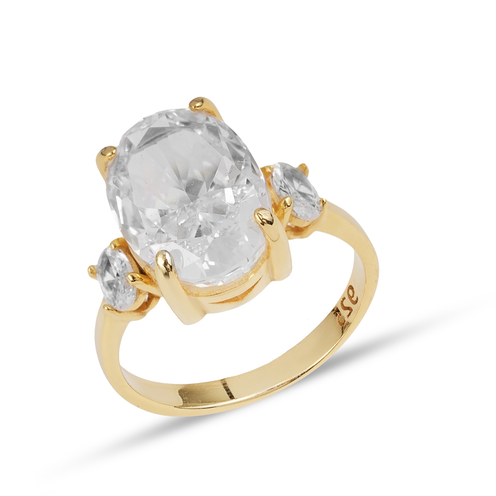 White CZ Stone Oval Shape Ring