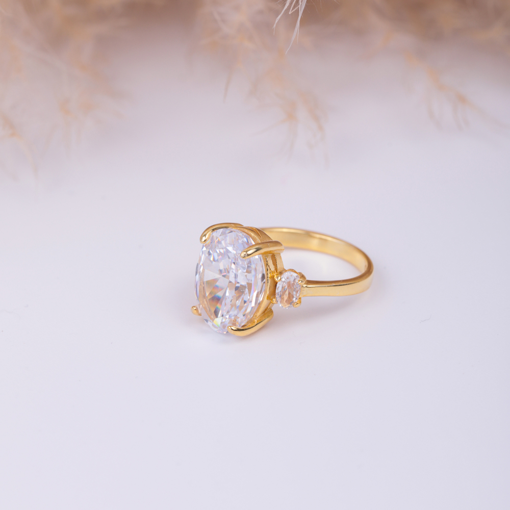 White CZ Stone Oval Shape Ring