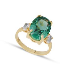 Emerald CZ Stone Oval Shape Ring