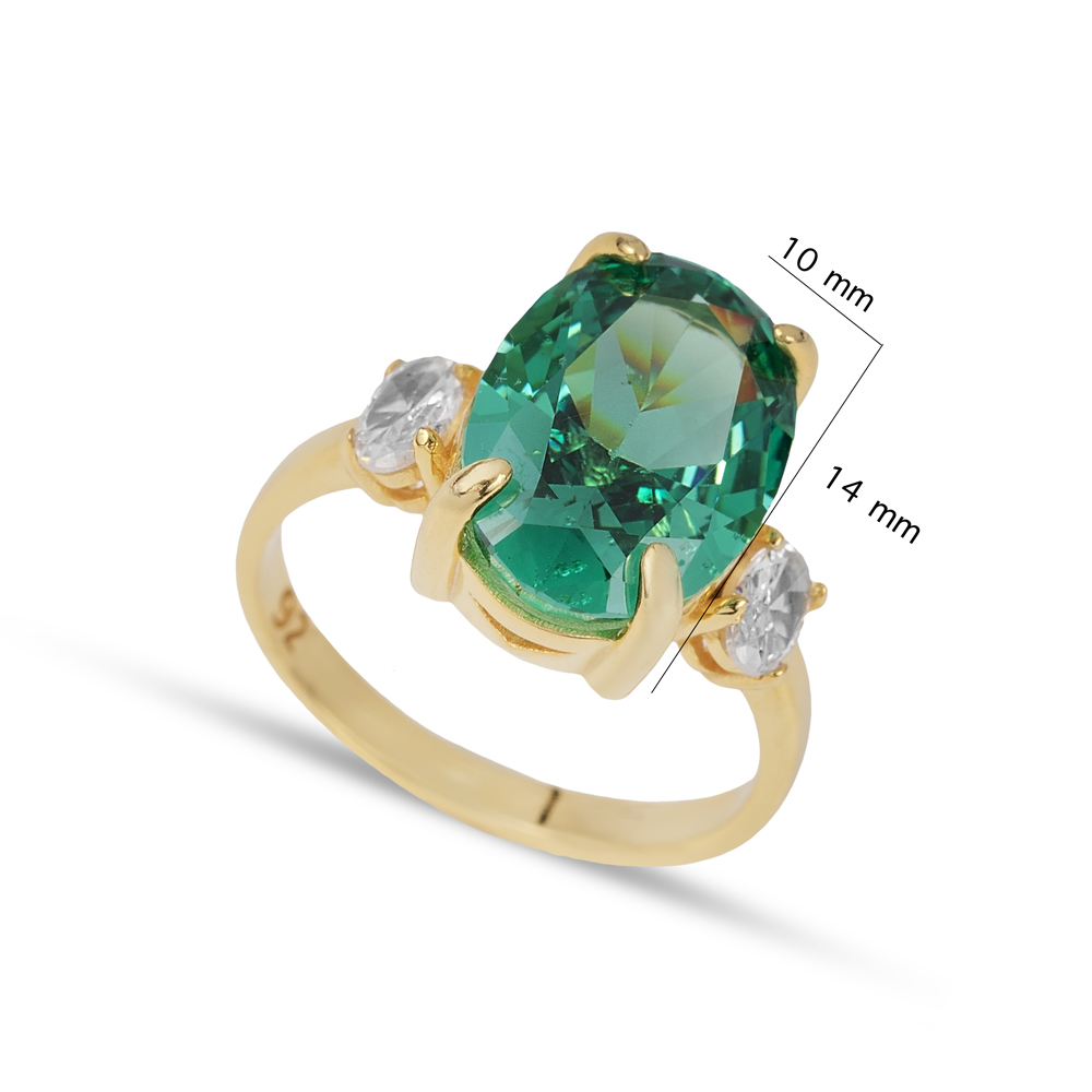 Emerald CZ Stone Oval Shape Ring
