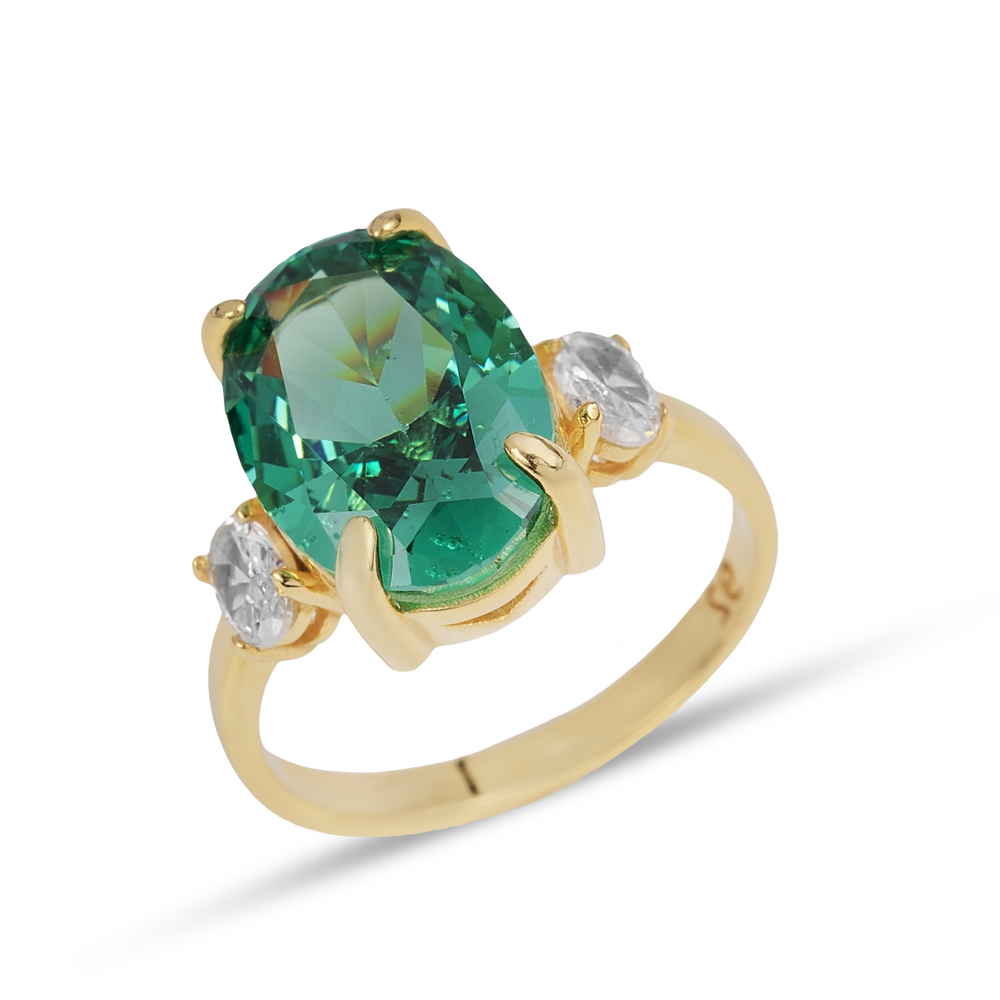 Emerald CZ Stone Oval Shape Ring
