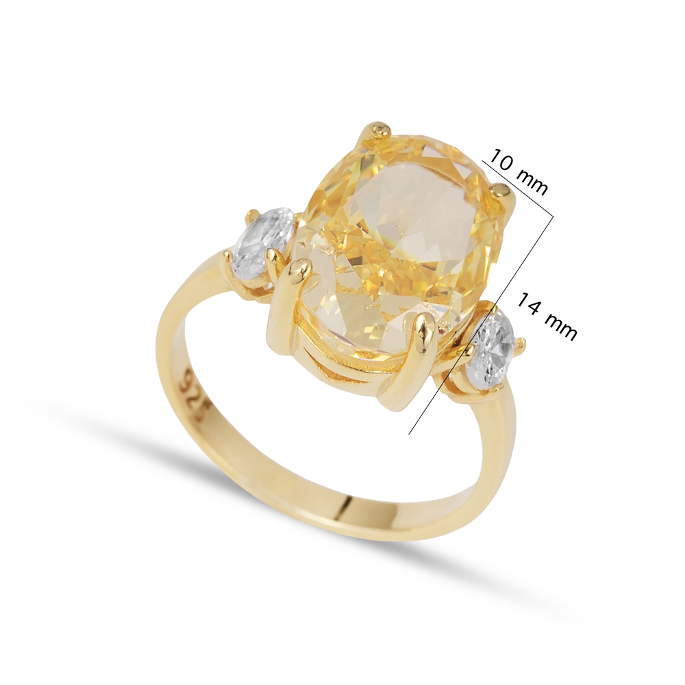 Citrine CZ Stone Oval Shape Ring