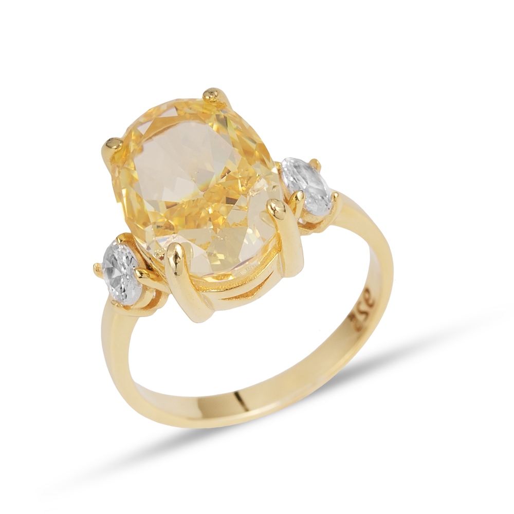 Citrine CZ Stone Oval Shape Ring