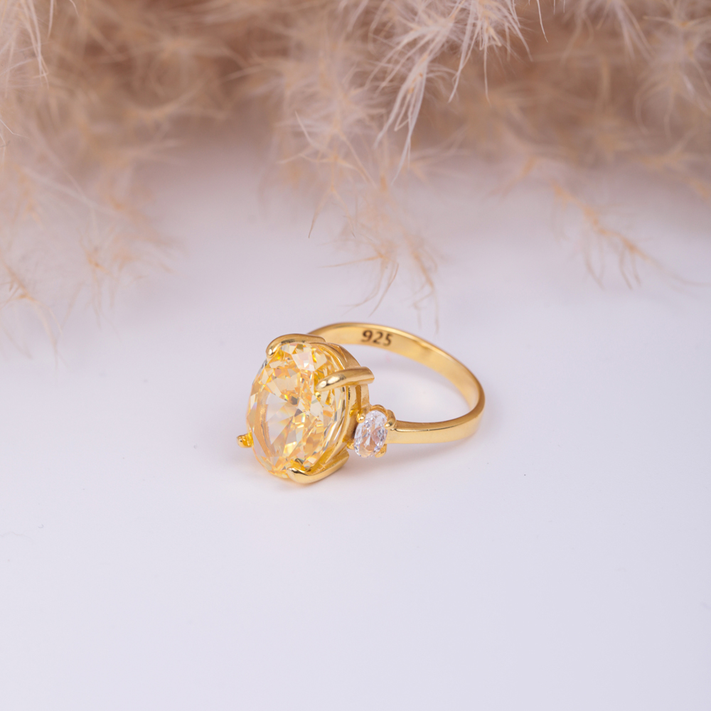 Citrine CZ Stone Oval Shape Ring