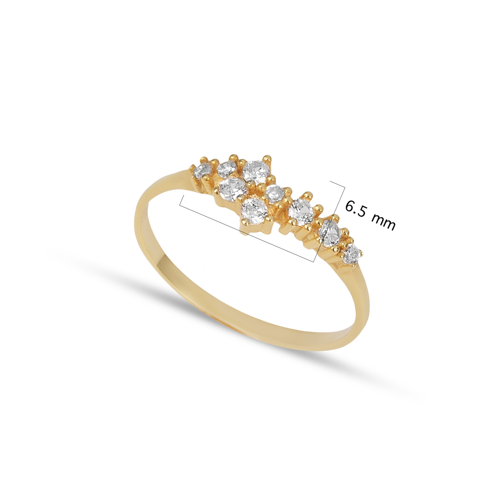 Clear Zircon Stone 925 Cluster Ring