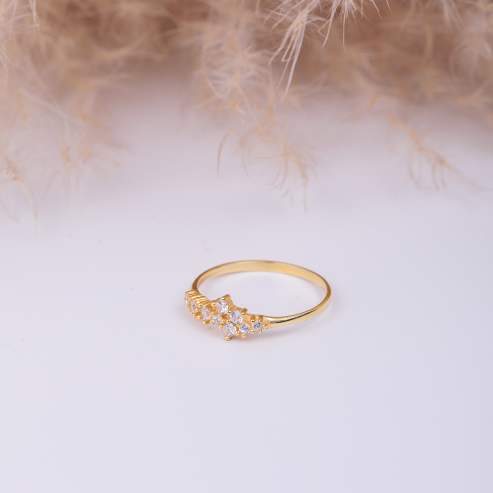 Clear Zircon Stone 925 Cluster Ring