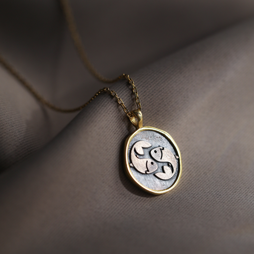 Ying Yang Desing Silver Turkish Necklace