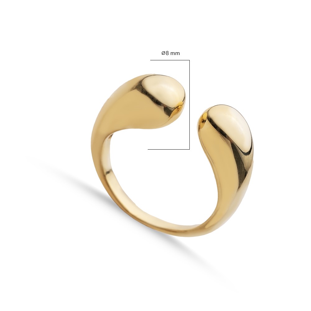 Plain Double Drop Ring Turkish 925 Silver