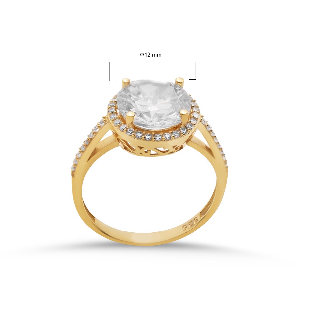 Round Design White CZ Stone Cluster Ring