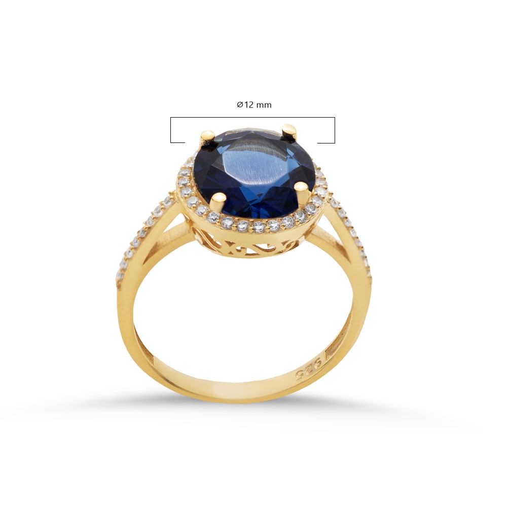 Round Design Sapphire CZ Stone Cluster Ring