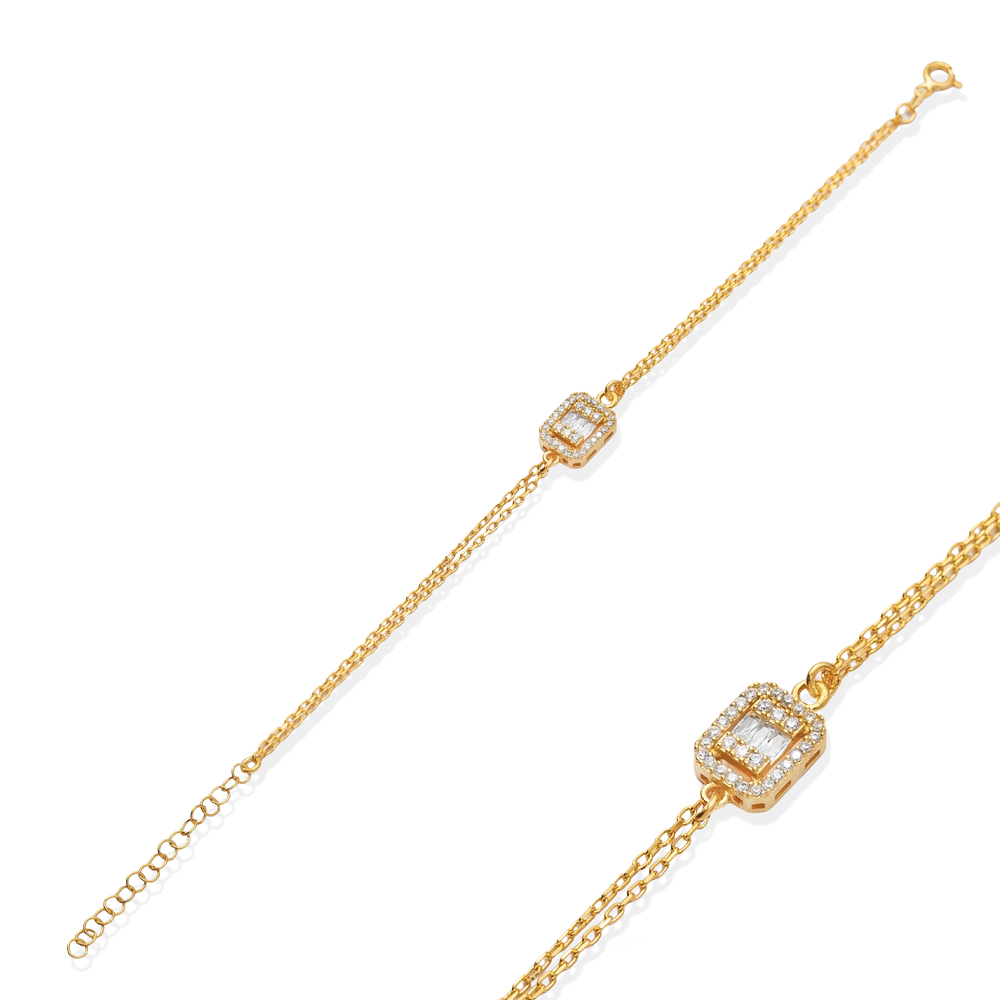 Baguette CZ Stone 925 Charm Bracelet