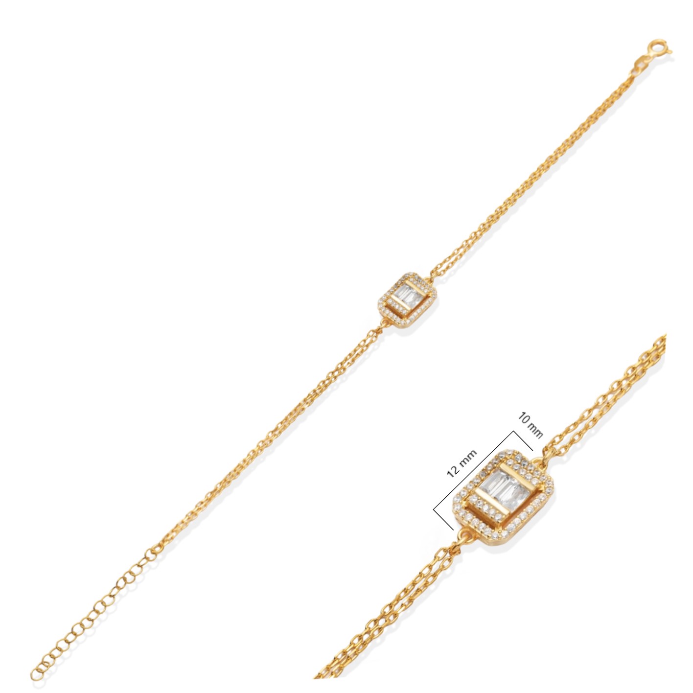 Baguette Cut CZ Stone 925 Silver Bracelet