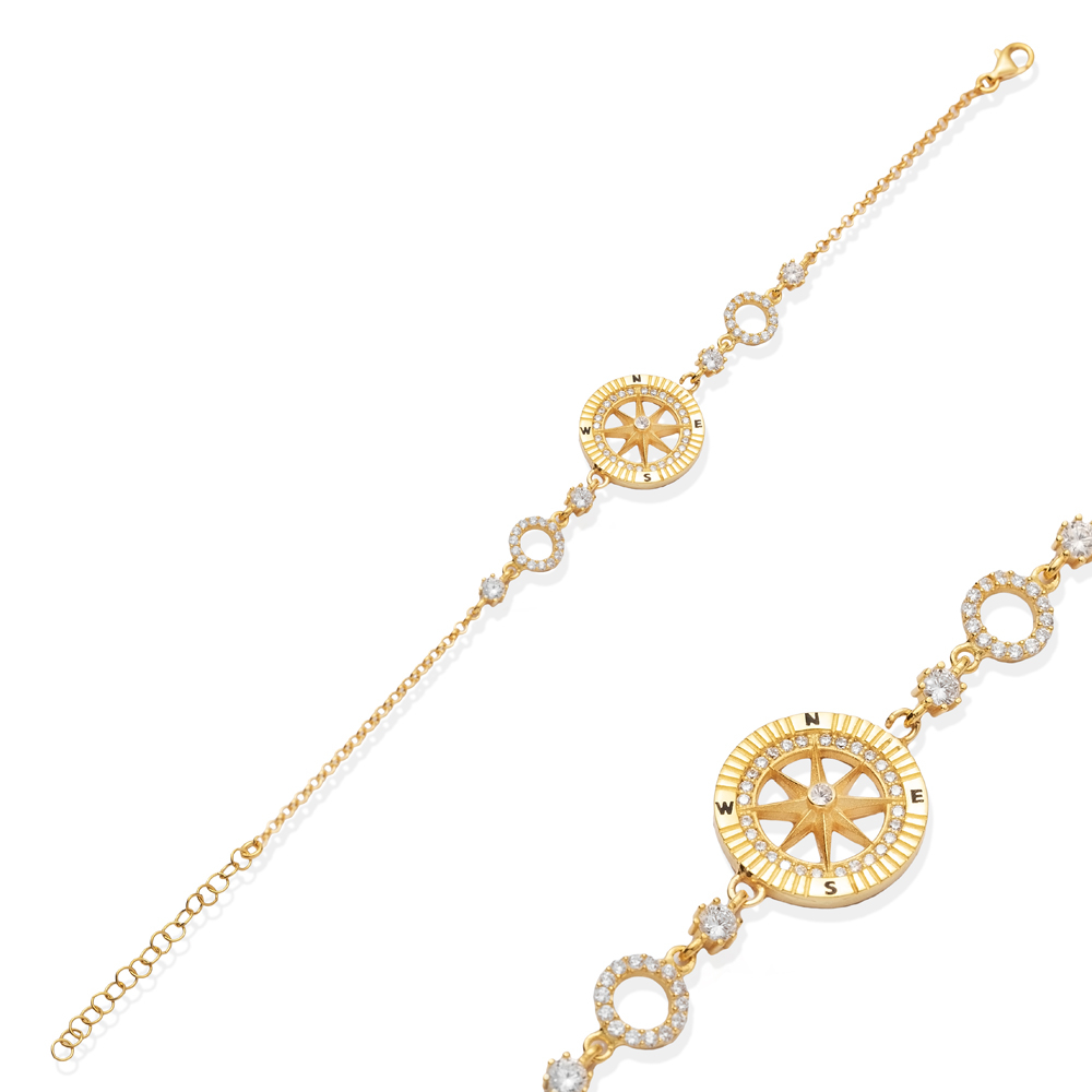 Round North Star Design CZ Charm  Bracelet