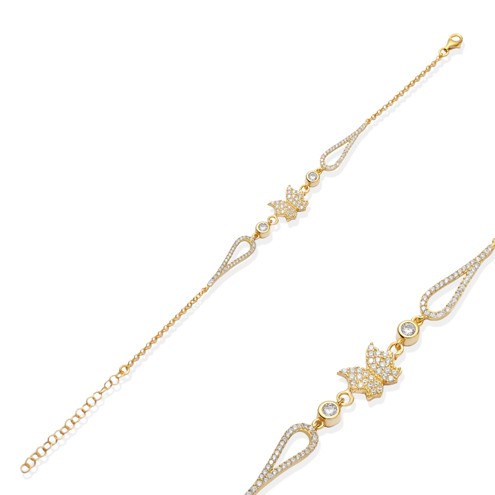 Butterfly CZ Stone 925 Silver Charm Bracelet
