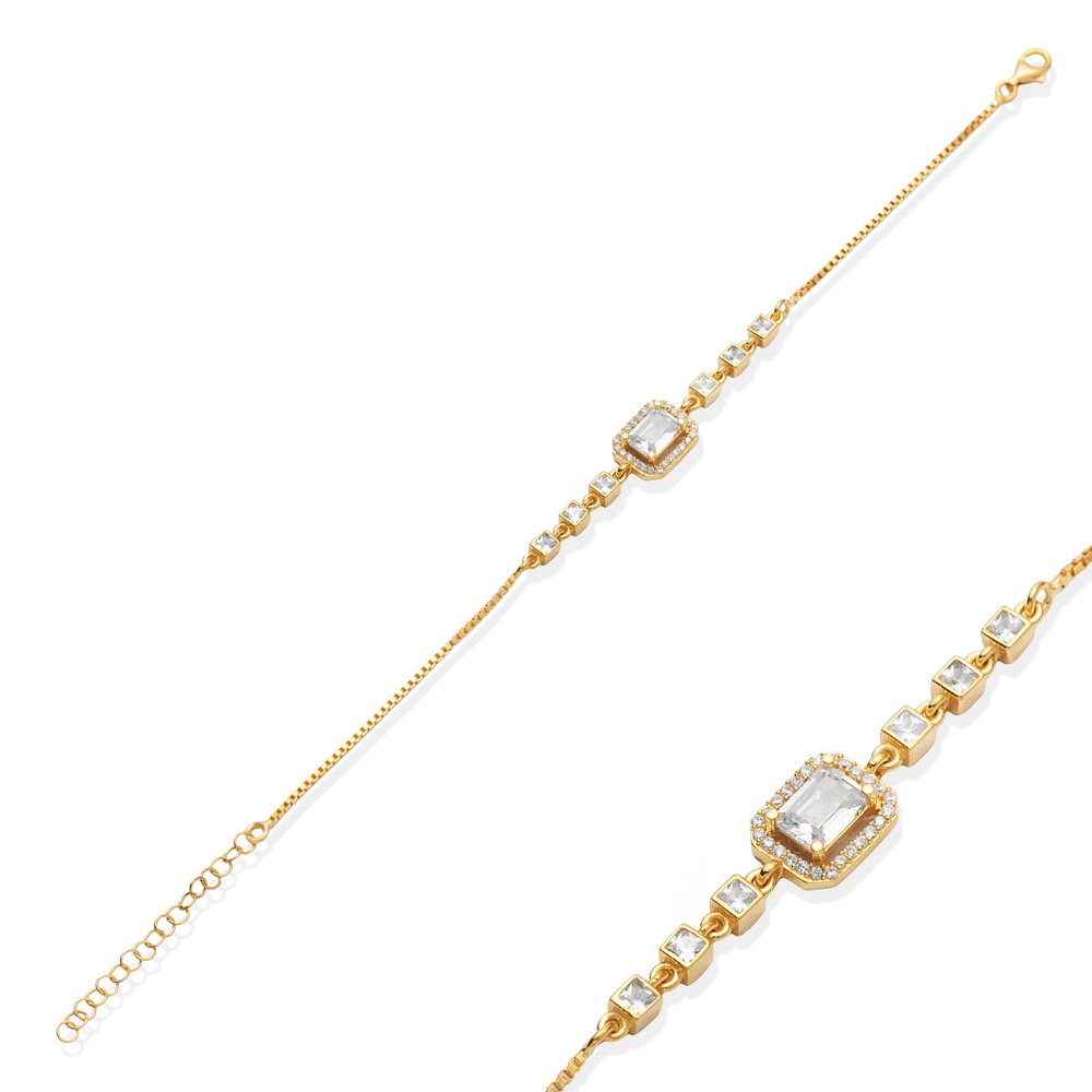 Baguette Square Design CZ Stone Bracelet