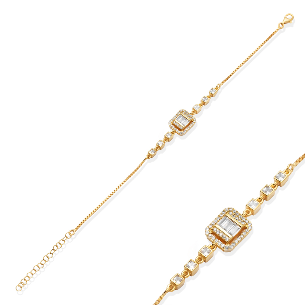 Square CZ Stone Baguette Design  Bracelet