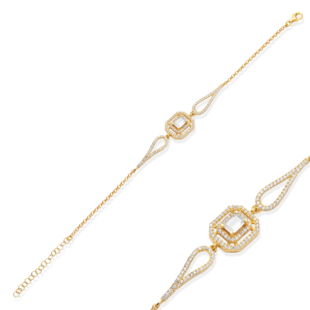 Emerald Cut Baguette Design CZ Stone Bracelet