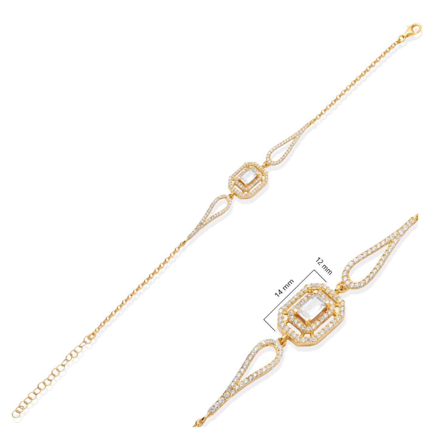 Emerald Cut Baguette Design CZ Stone Bracelet