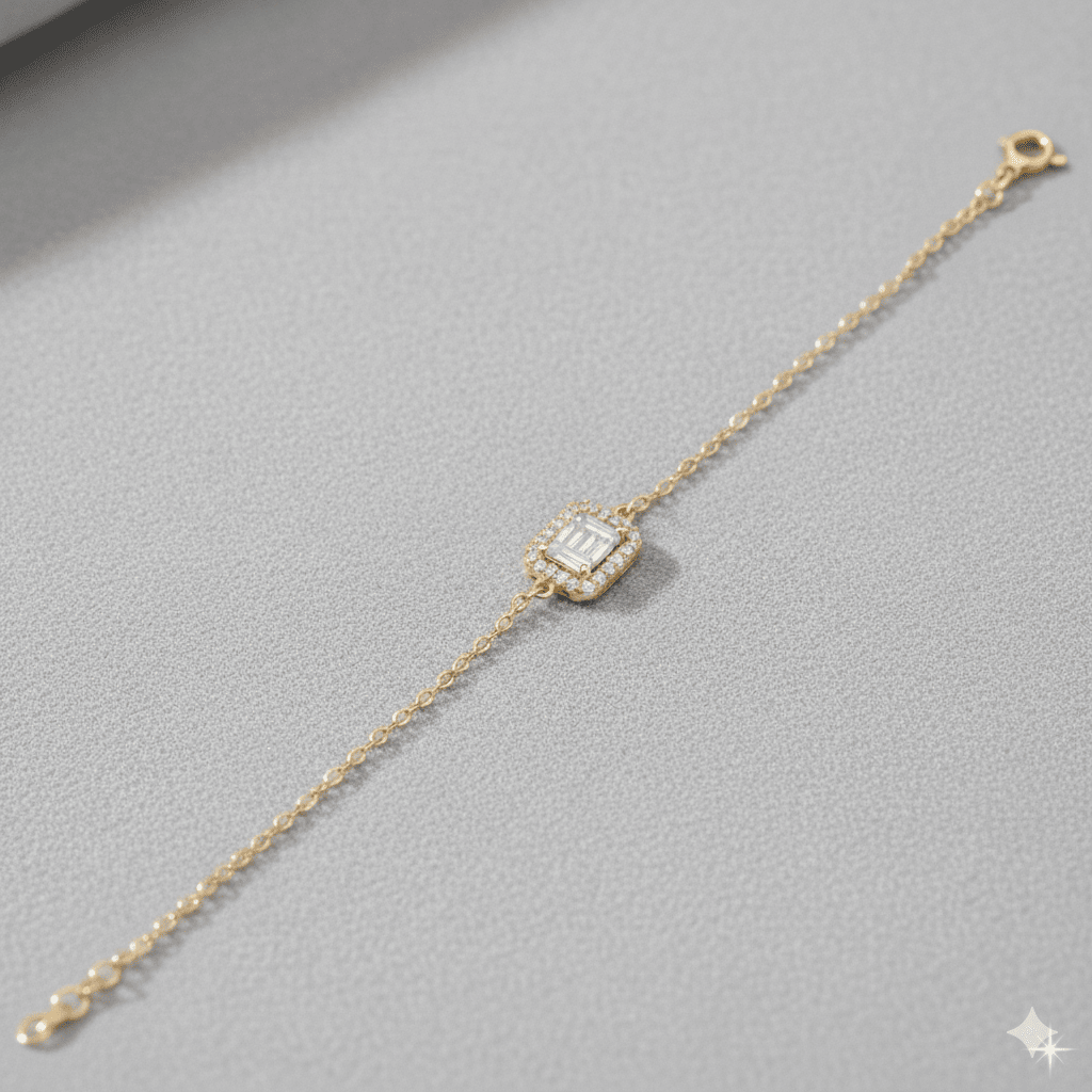 Baguette CZ Stone 925 Charm Bracelet