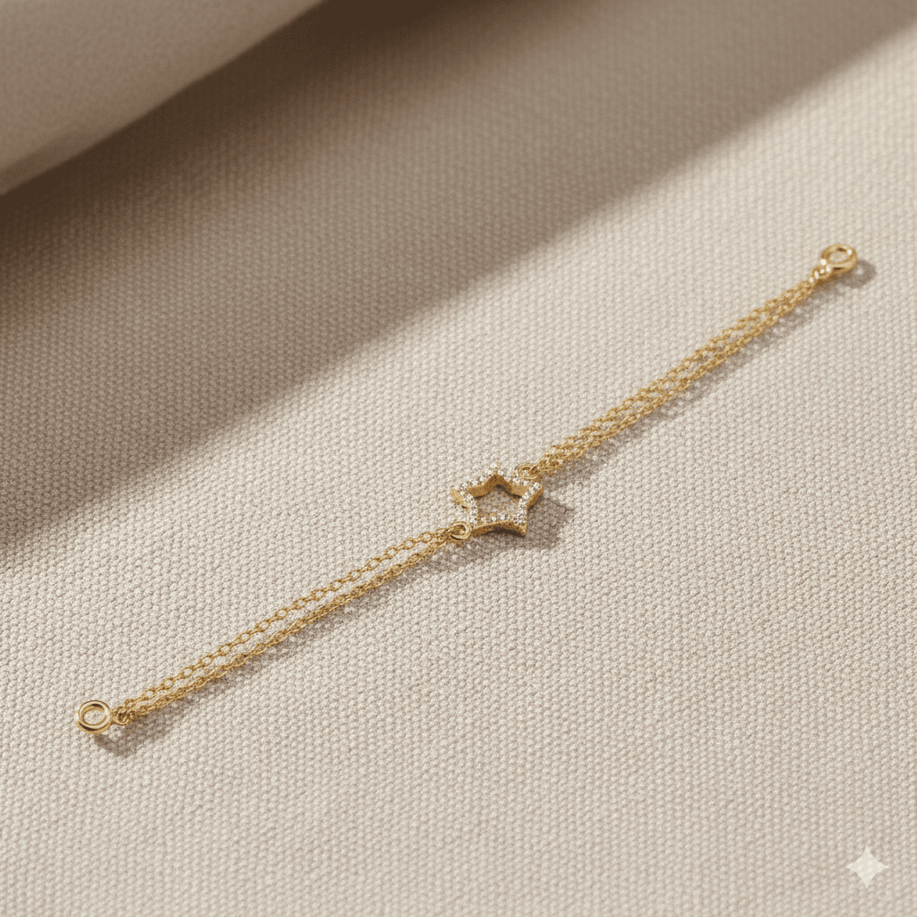 Hollow Star Design CZ 925 Silver Bracelet