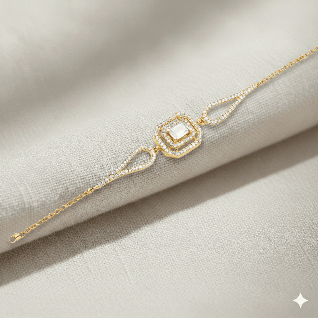 Emerald Cut Baguette Design CZ Stone Bracelet