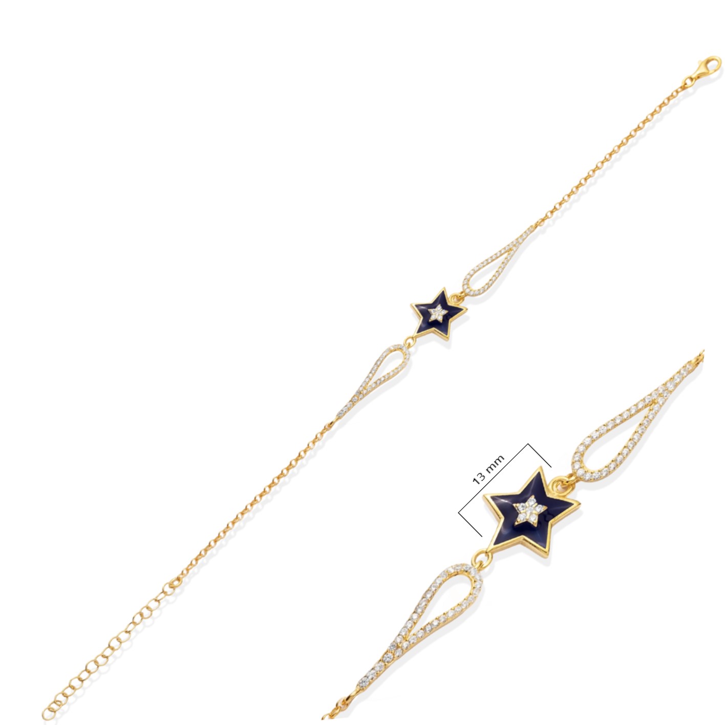Star Design Sapphire Enamel CZ Stone Bracelet
