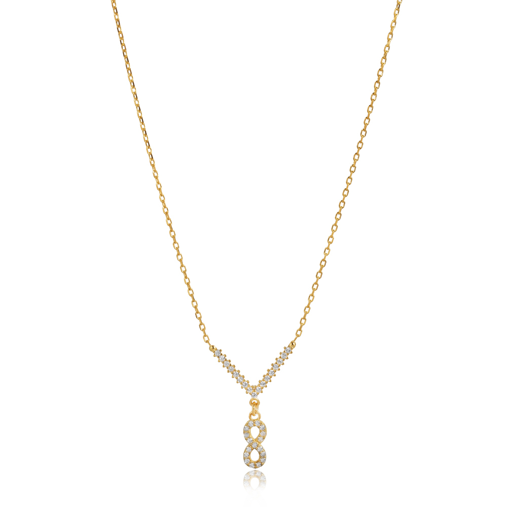 Infinity Design CZ Stone Charm Necklace