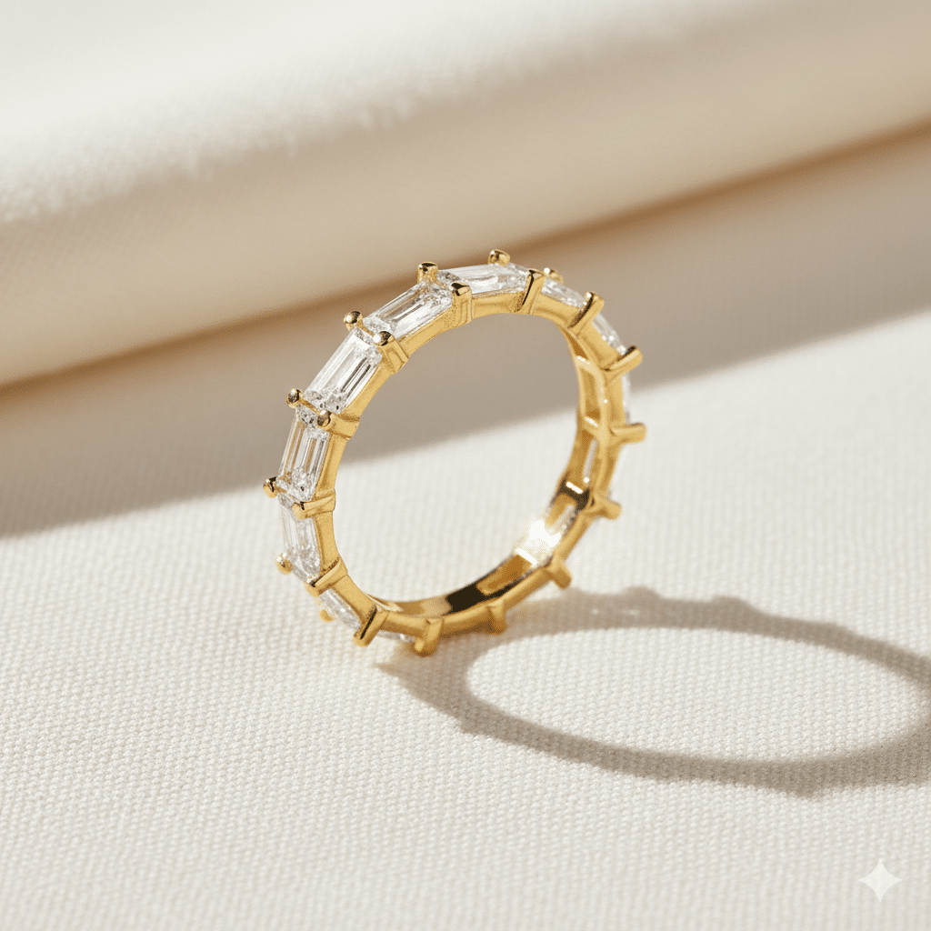 White Baguette Ring Turkish 925 Silver