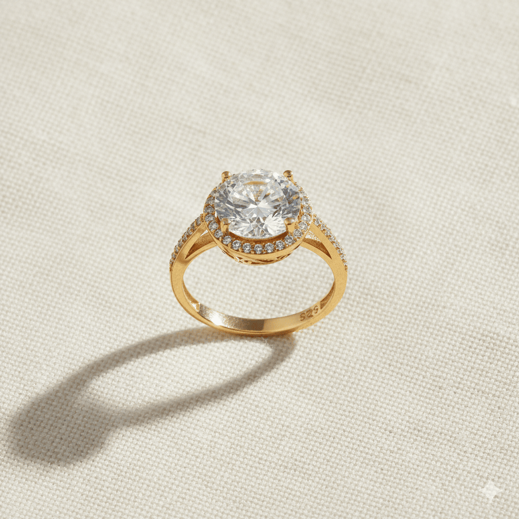 Round Design White CZ Stone Cluster Ring