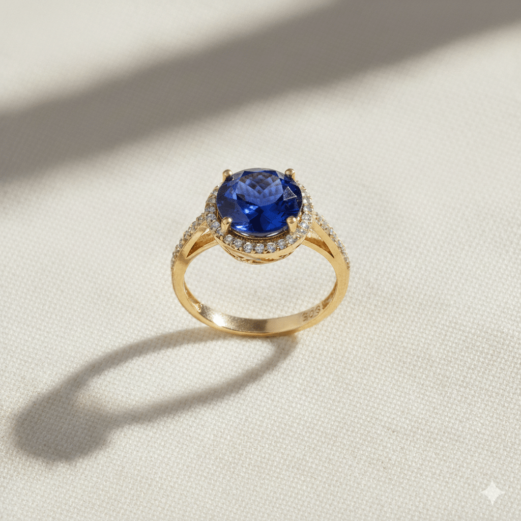 Round Design Sapphire CZ Stone Cluster Ring