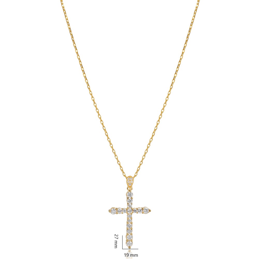 CZ Stone Cross Design Charm Necklace