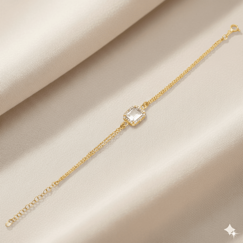 Geometric Rectangular Design CZ Stone Bracelet