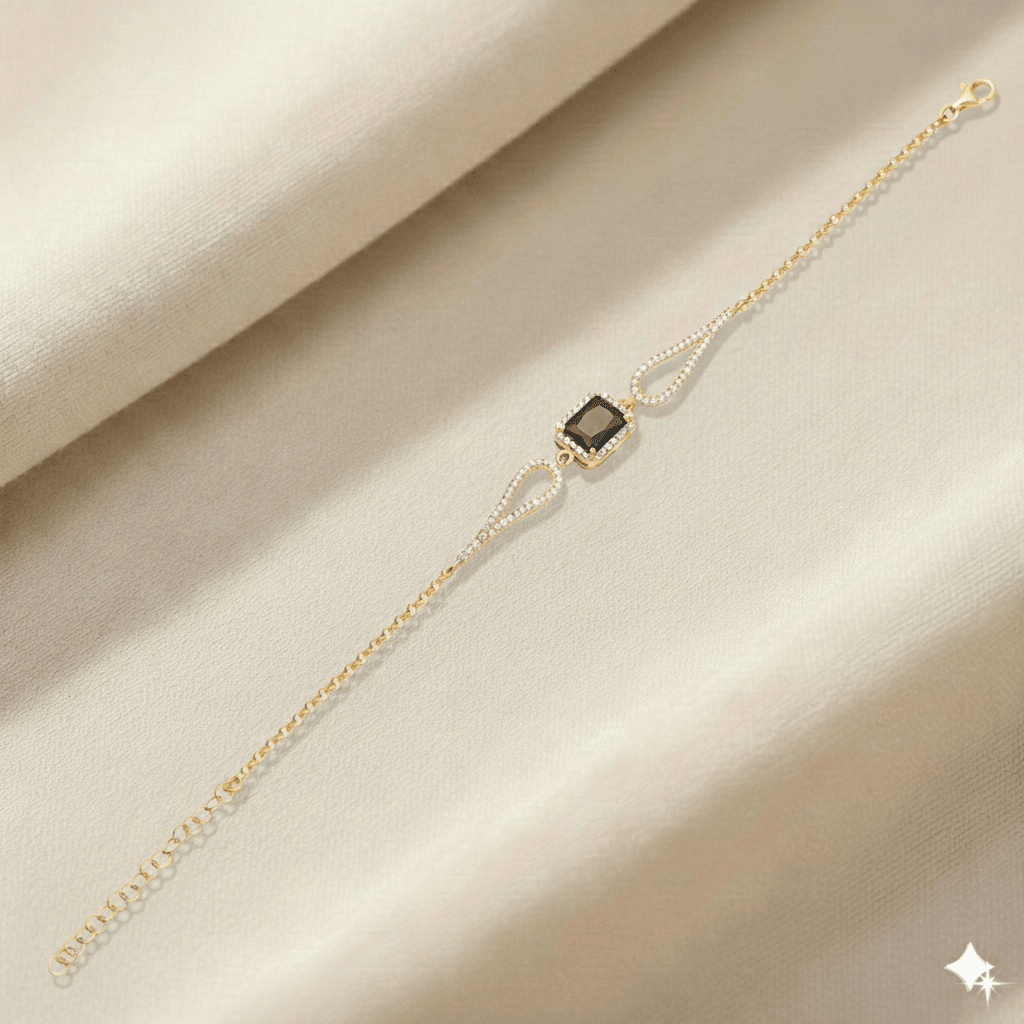 Rectangle Design Black Stone CZ  Bracelet