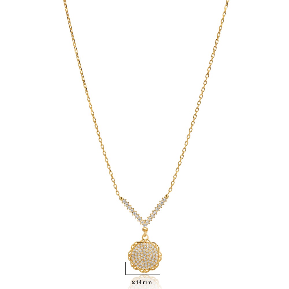 Infinity Round Design CZ Stone Charm Necklace