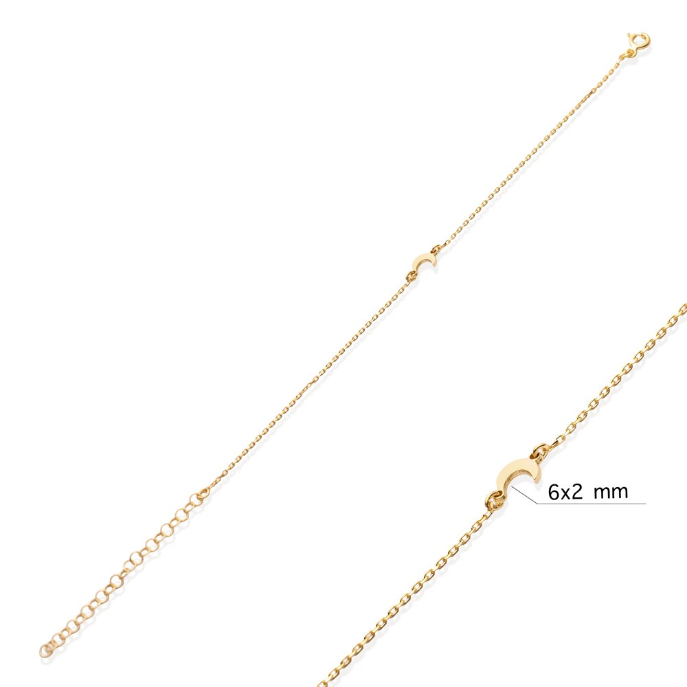 Crescent Plain Design 925 Charm Bracelet