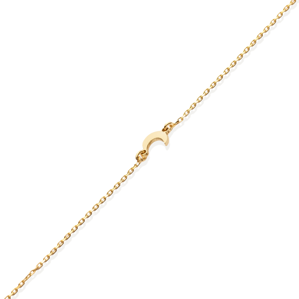 Crescent Plain Design 925 Charm Bracelet