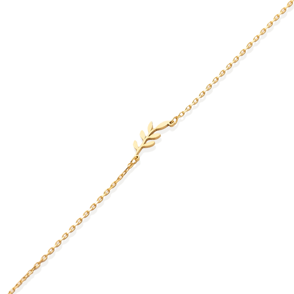 Plain Leaf Branch Design 925 Charm Bracelet