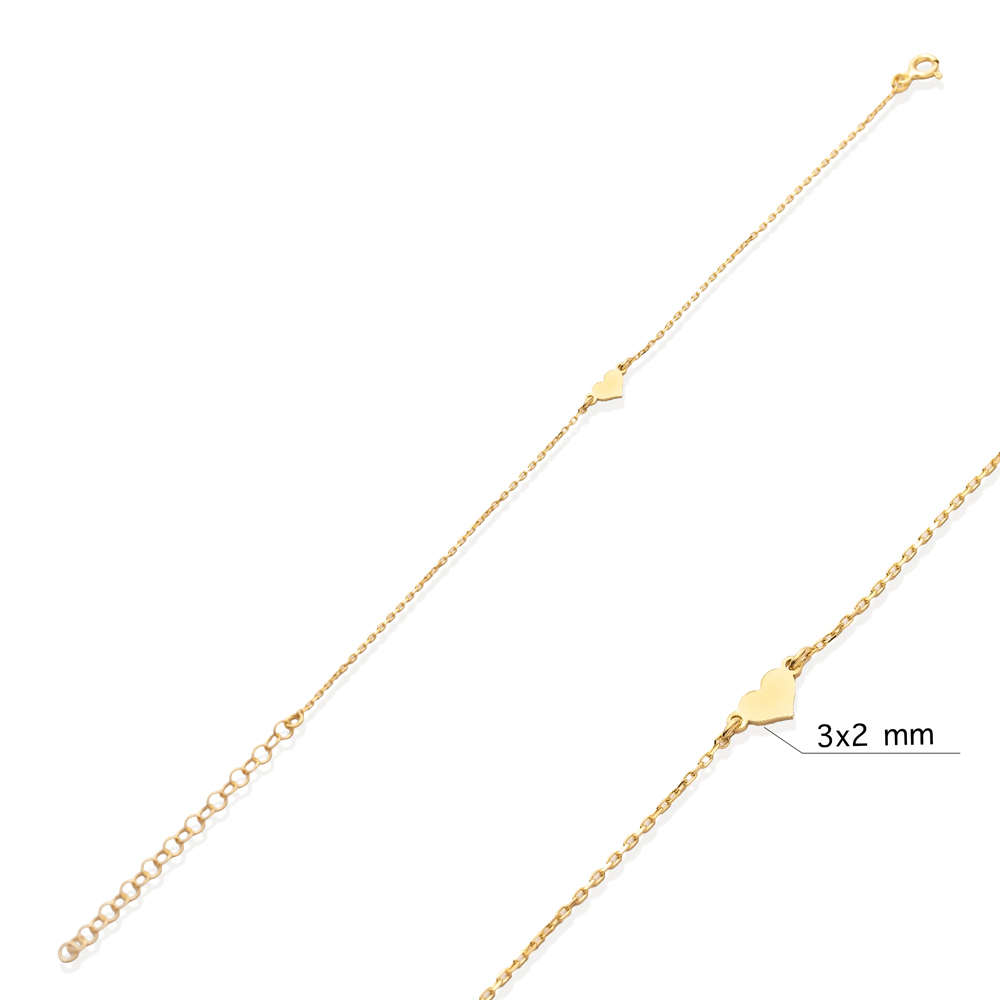 Plain Heart Design 925 Charm Bracelet