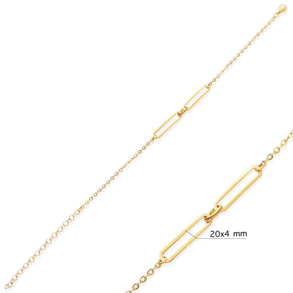 Double Paperclip Design 925 Chain Bracelet
