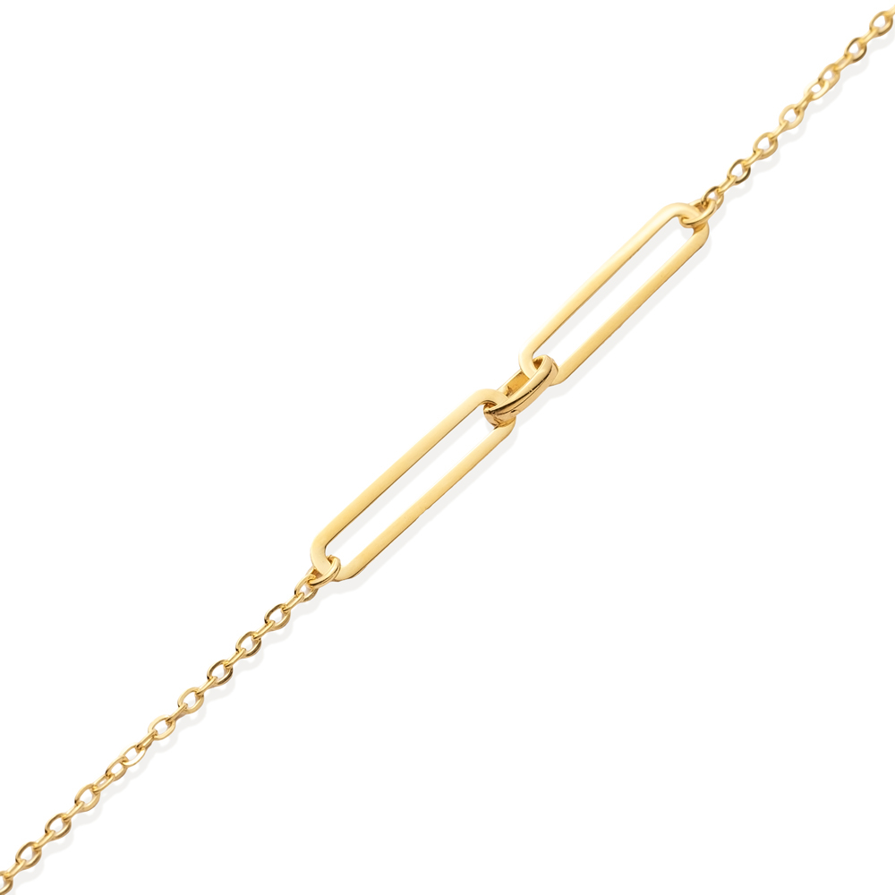Double Paperclip Design 925 Chain Bracelet