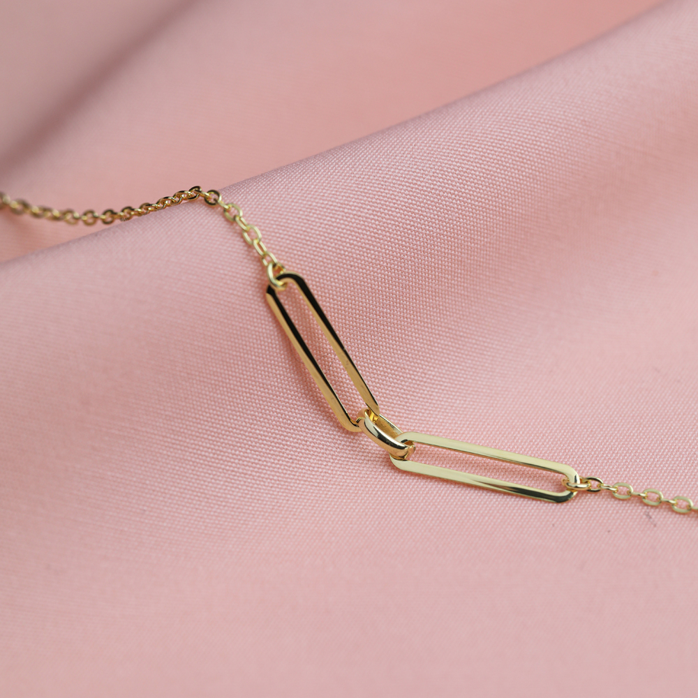 Double Paperclip Design 925 Chain Bracelet