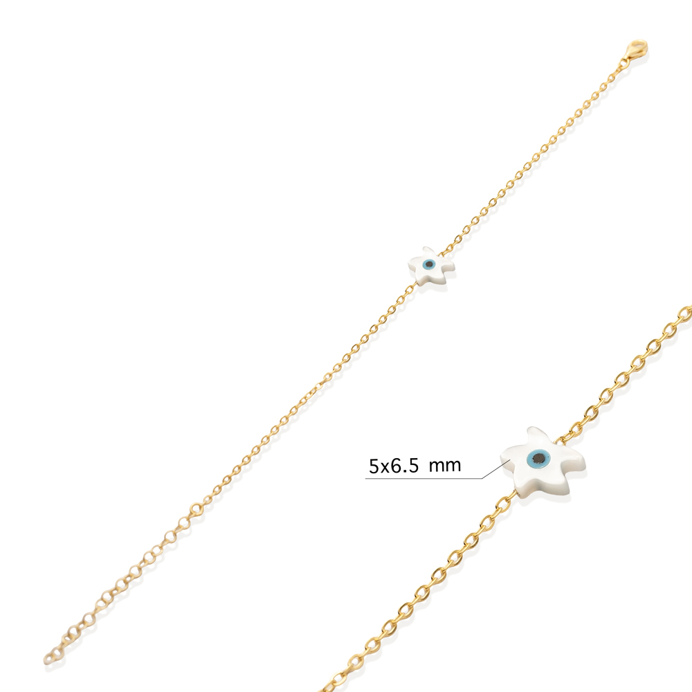 Mother of Pearl Evil Eye 925 Charm Bracelet