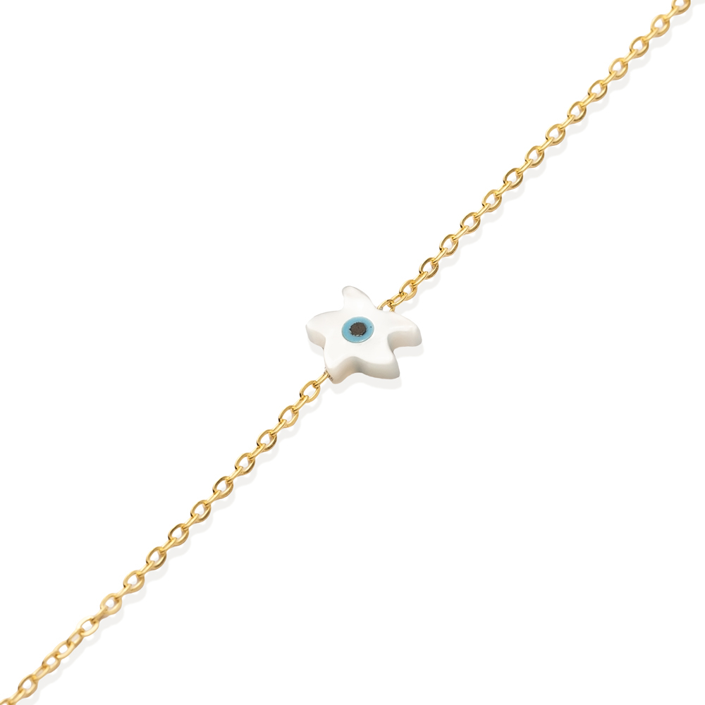 Mother of Pearl Evil Eye 925 Charm Bracelet