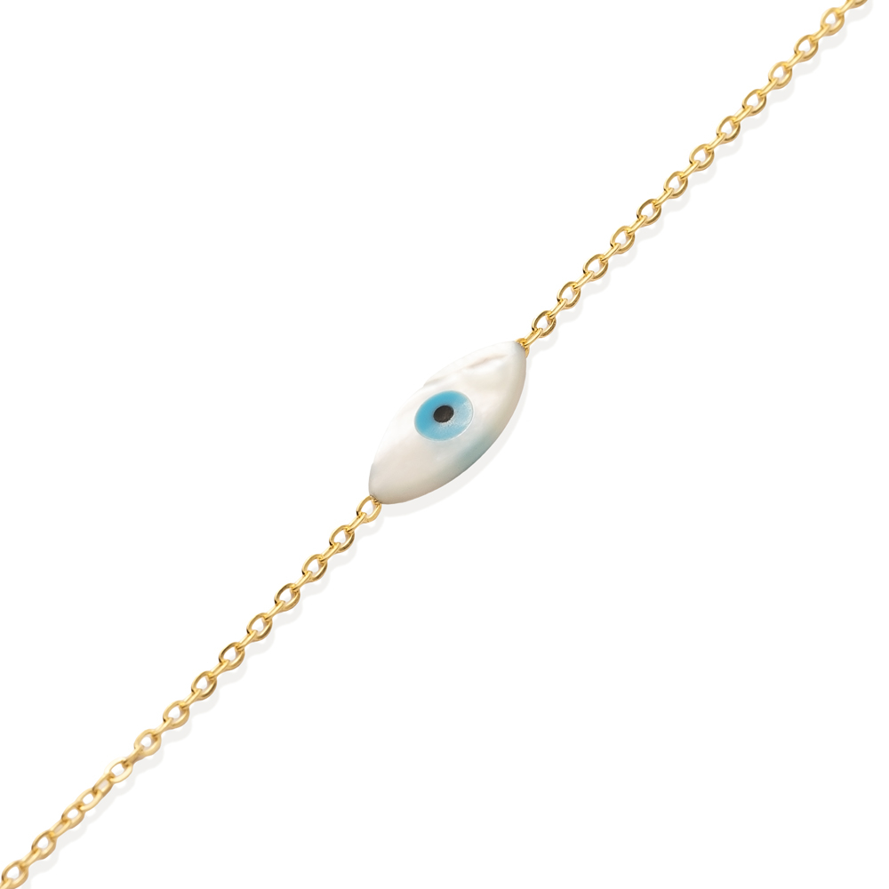 Evil Eye Mother of Pearl 925 Charm Bracelet