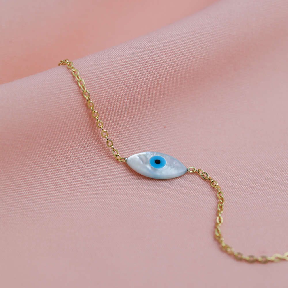 Evil Eye Mother of Pearl 925 Charm Bracelet