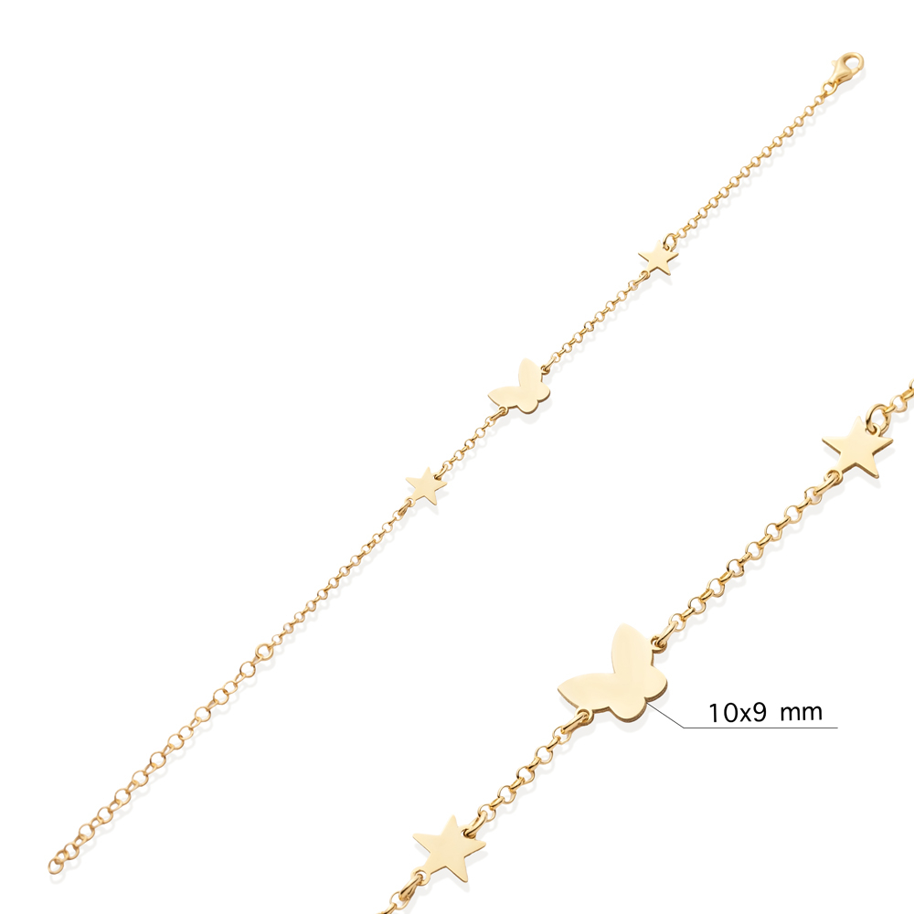Plain Butterfly Design 925 Charm Bracelet