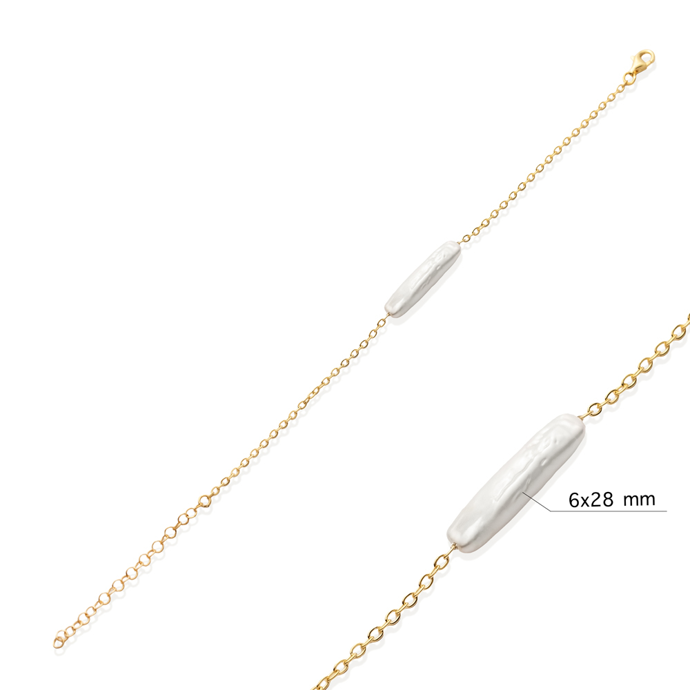 Stick Pearl Design 925 Charm Bracelet