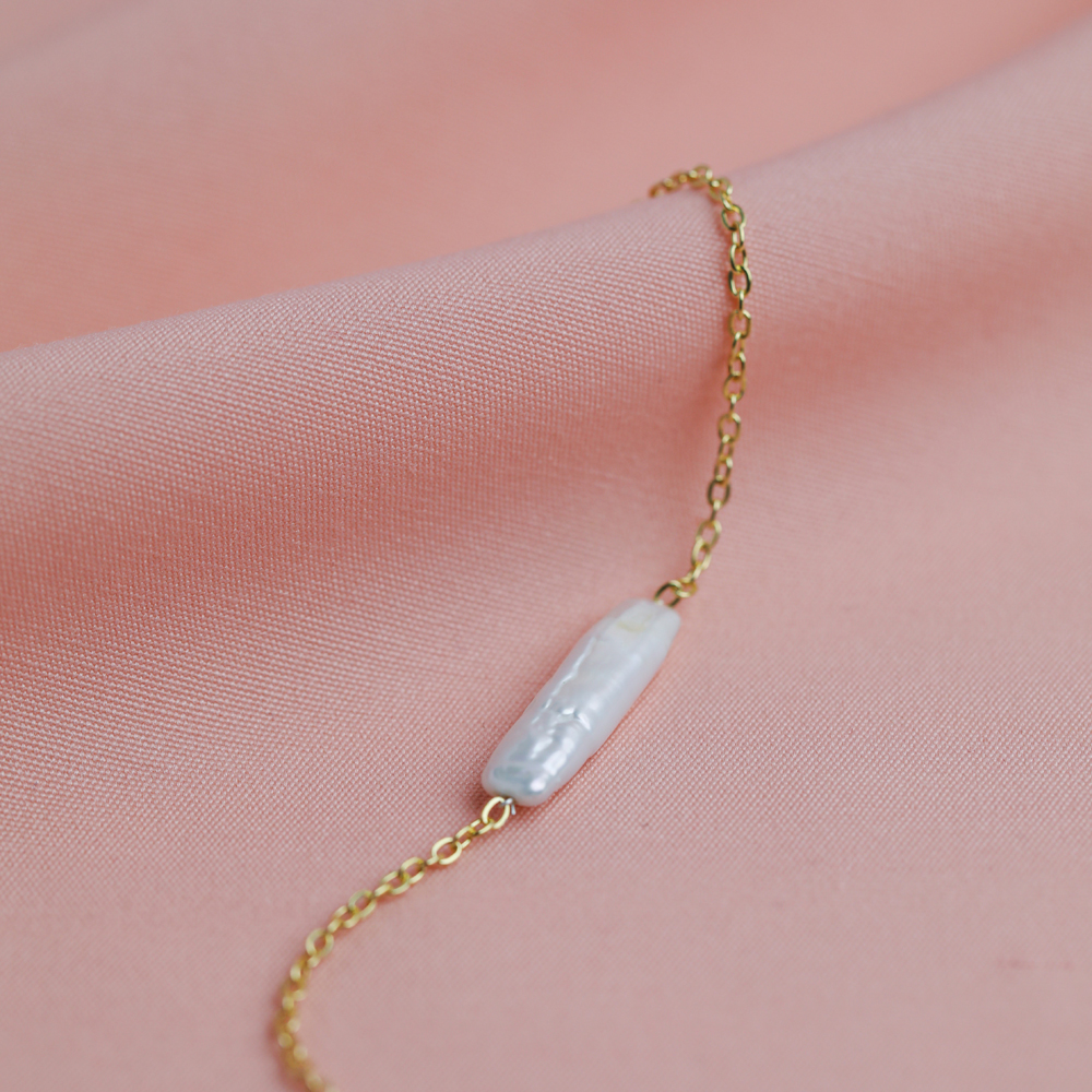 Stick Pearl Design 925 Charm Bracelet